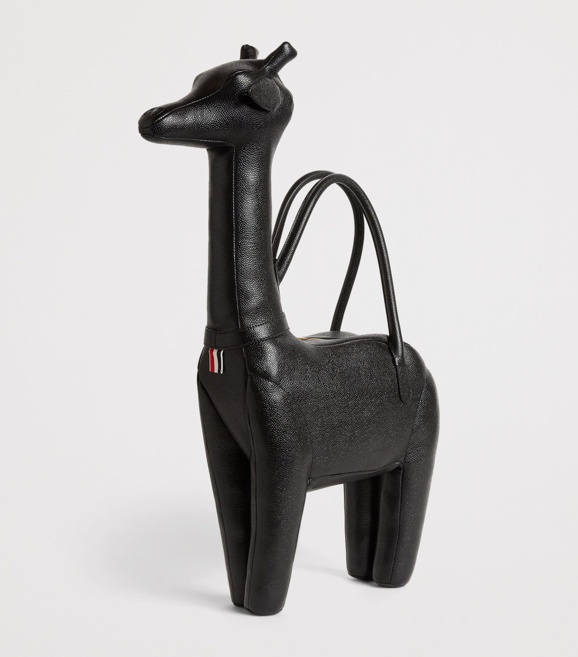 Black Leather Giraffe Top-Handle Bag
