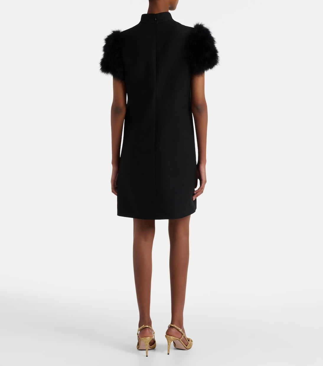 Valentino - Crepe Couture feather-trimmed minidress
