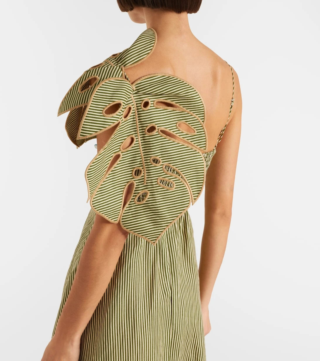 Farm Rio - Striped Monstera linen midi dress