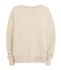 Maison Margiela Beige Cotton Distressed Logo Sweatshirt