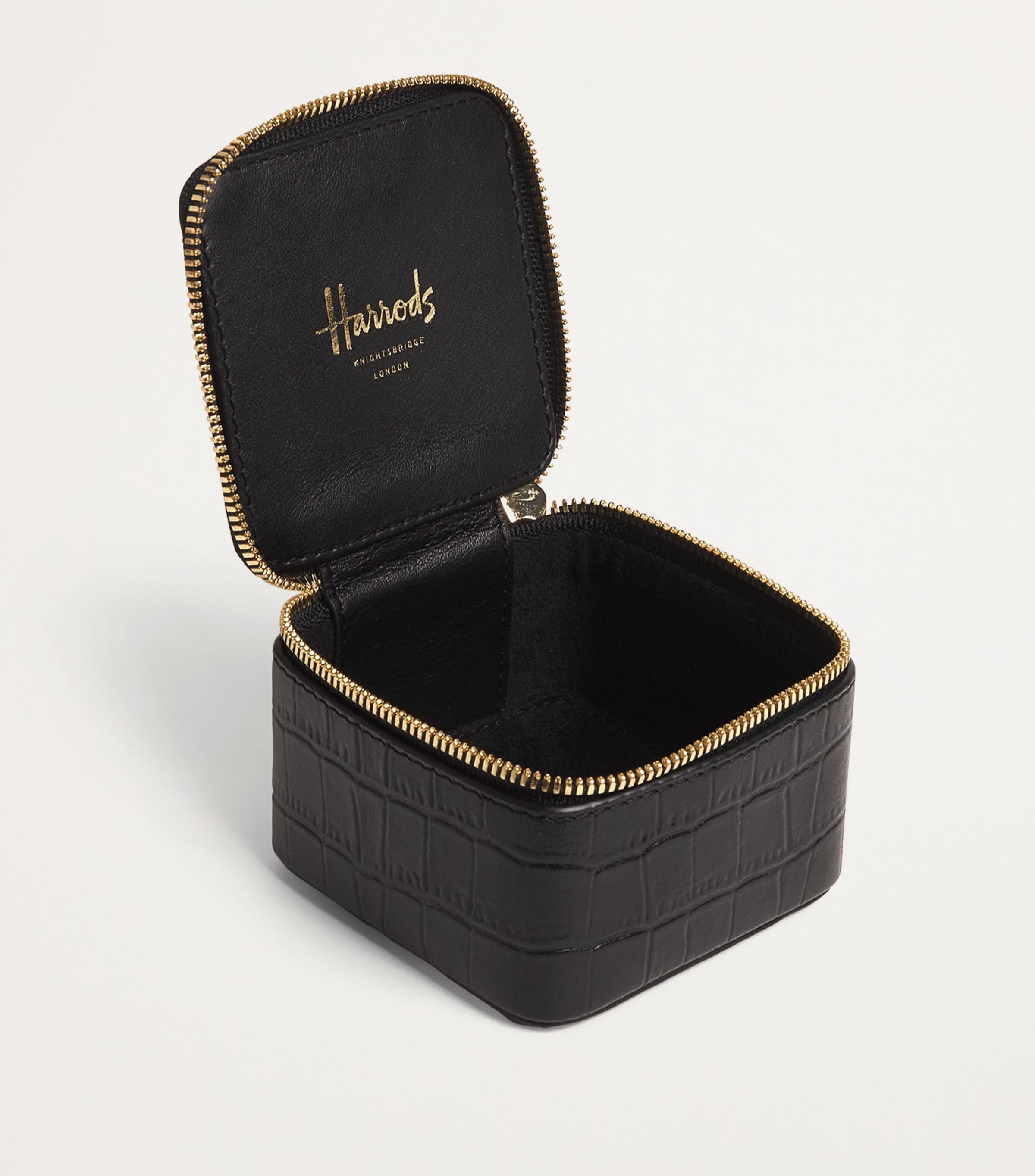 Harrods Small Leather Trinket Box BLACK