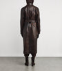 Leather Belted Trench Coat BROWN