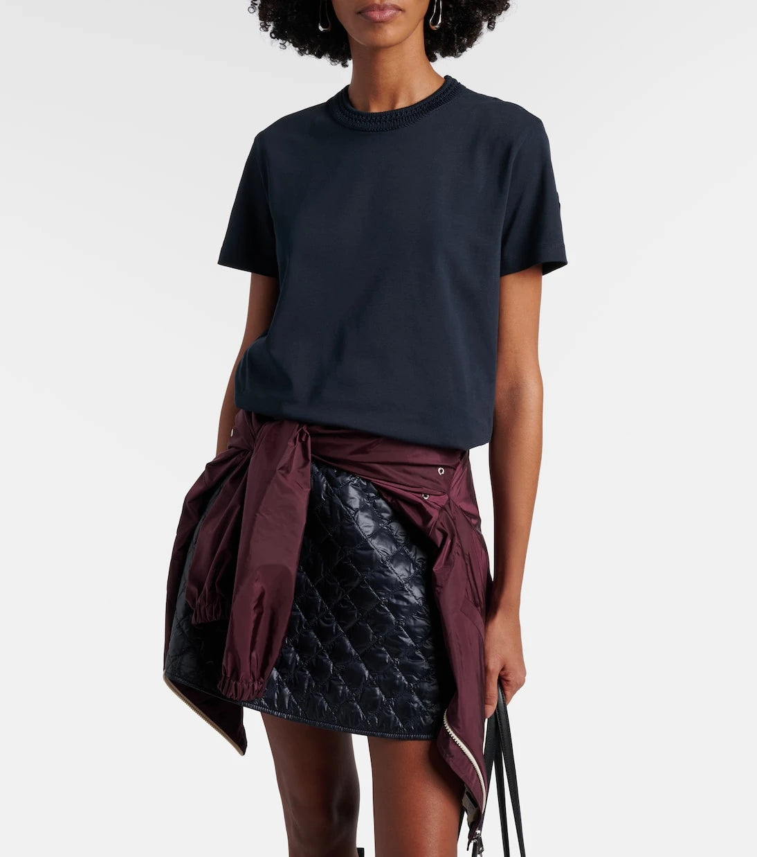 Moncler - Crochet-trimmed cotton jersey T-shirt