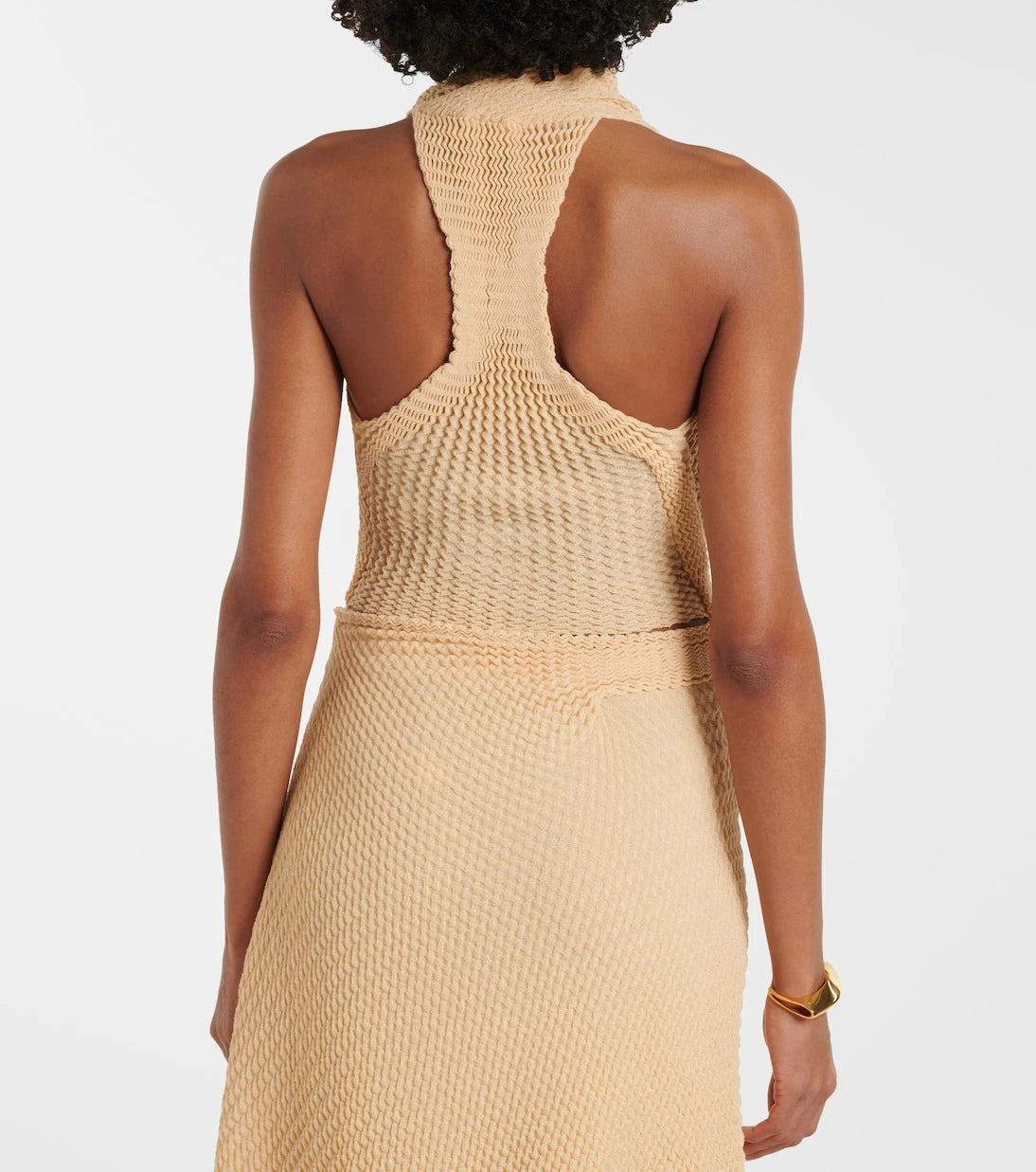 Victoria Beckham - Draped knitted cotton-blend crop top