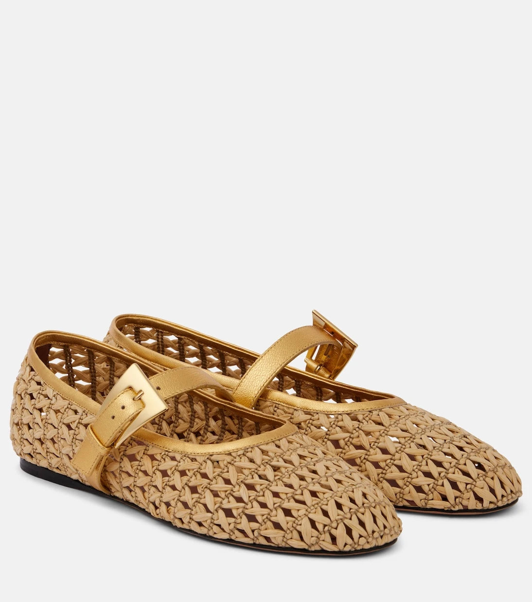 Paris Texas - Sveva raffia Mary Jane flats