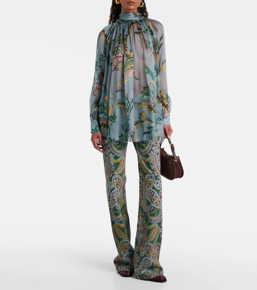 Etro - Printed ruched silk top