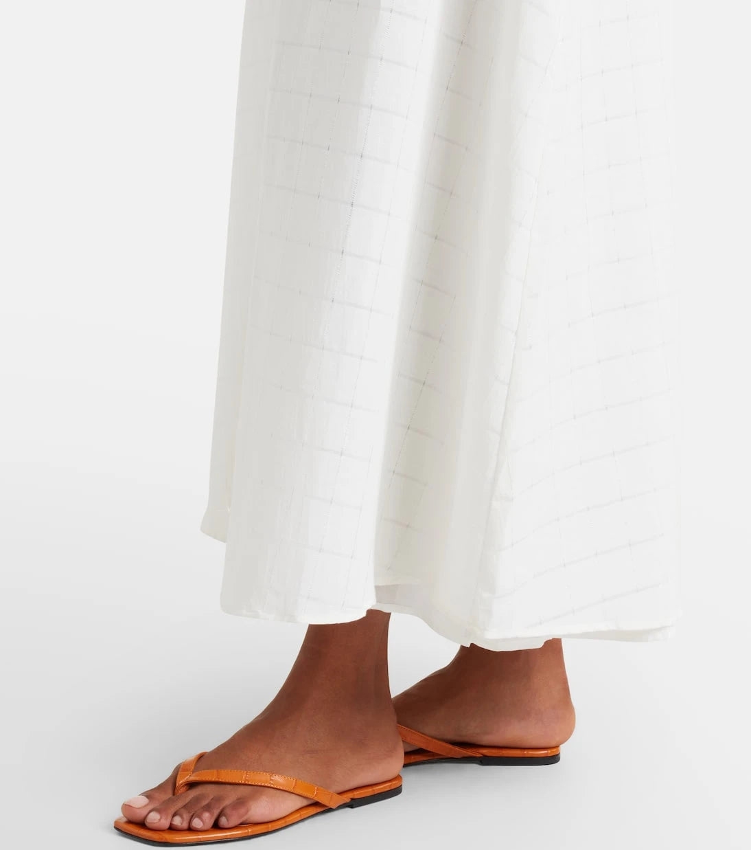 Asceno - Melfi checked linen and cotton maxi dress