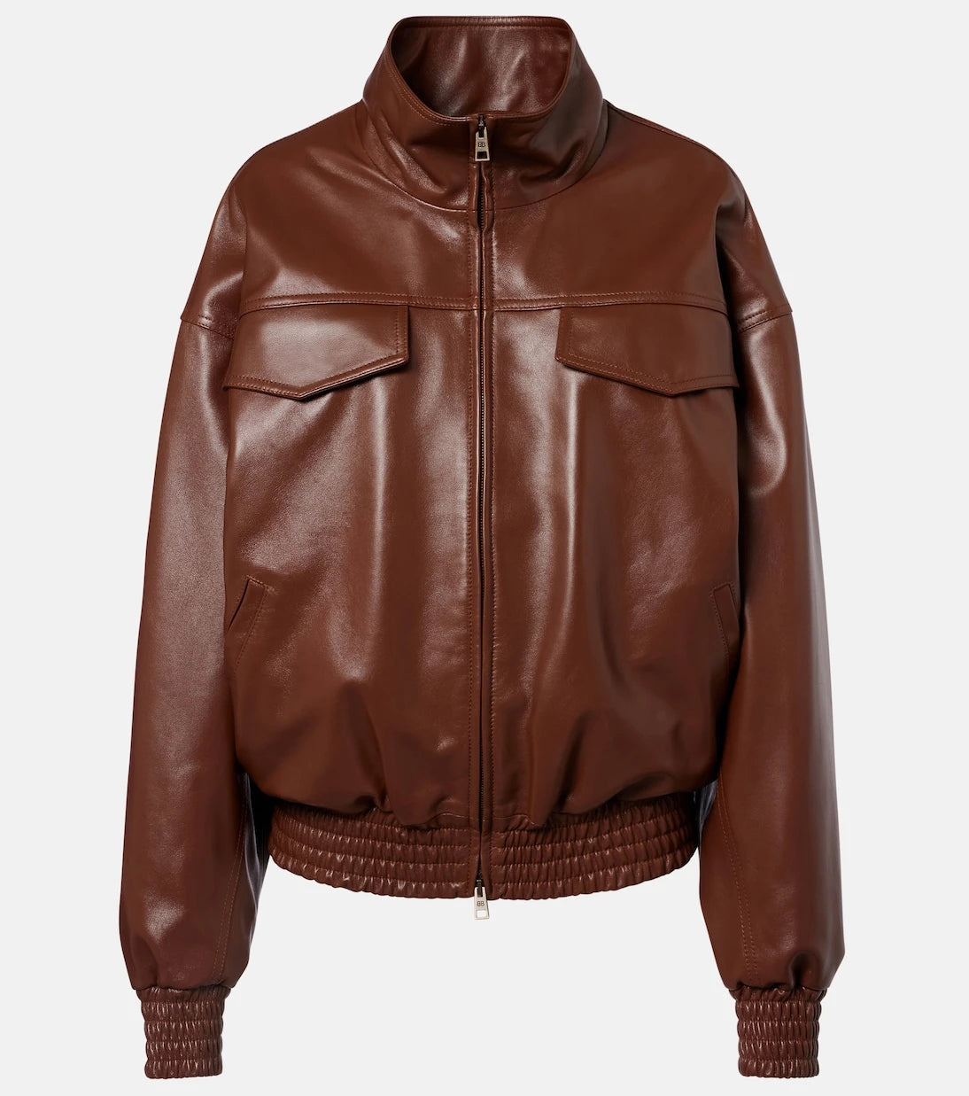 Balenciaga - Cropped oversized leather jacket