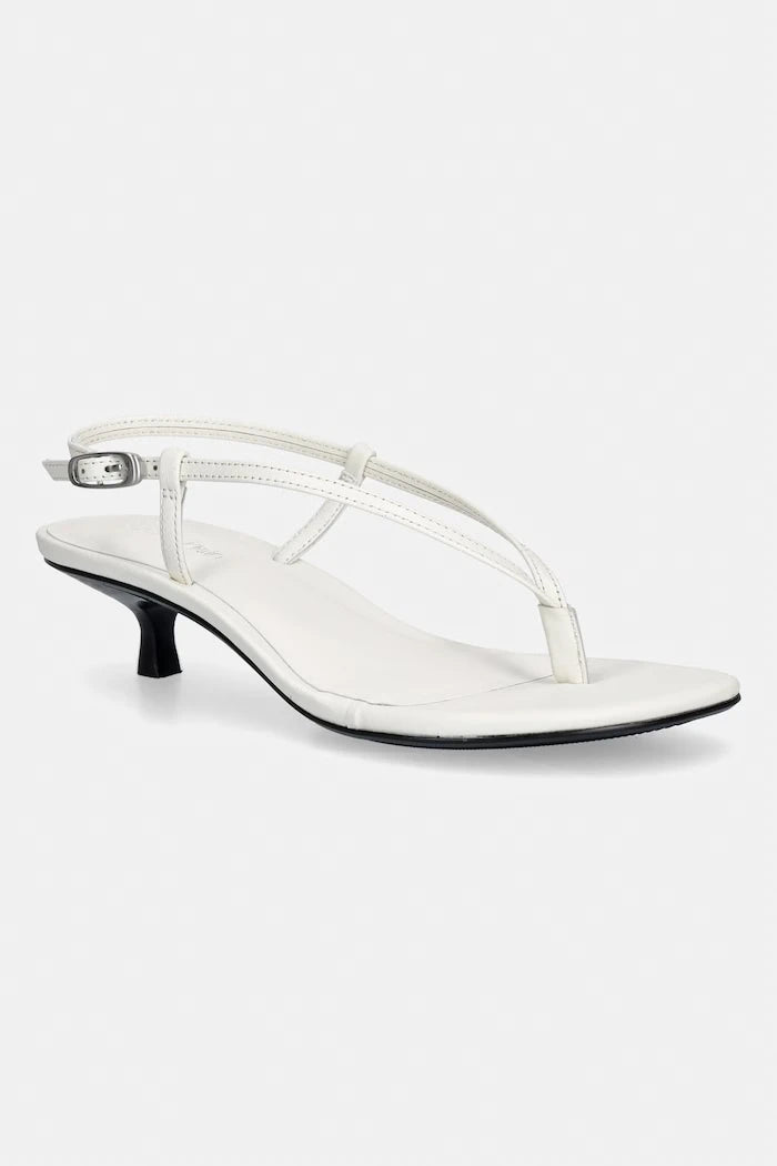Calvin Klein сандали от кожа KITT HEEL SNDL STRAPPY SLING LTH