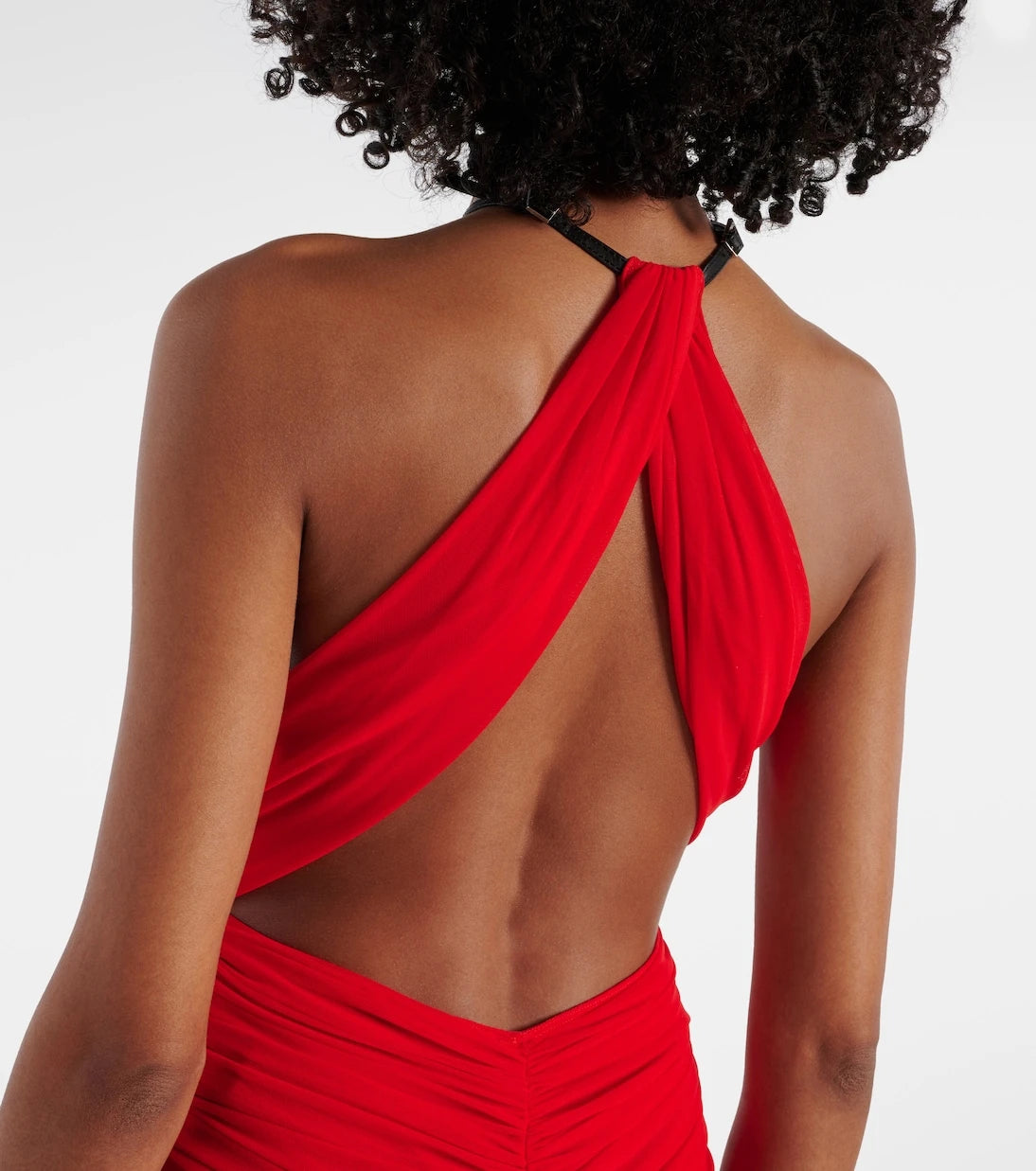 Mugler - Ruched halterneck midi dress