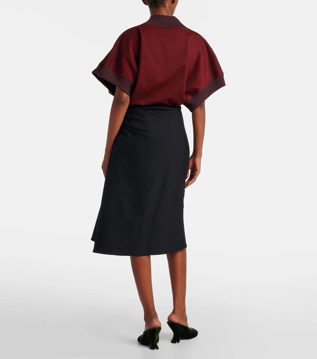Dries Van Noten - تنورة متوسطة الطول من الصوف المزين بالثنيات