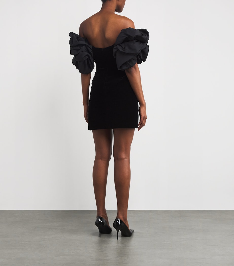 Carolina Herrera Stretch-Velvet Rosette Mini Dress