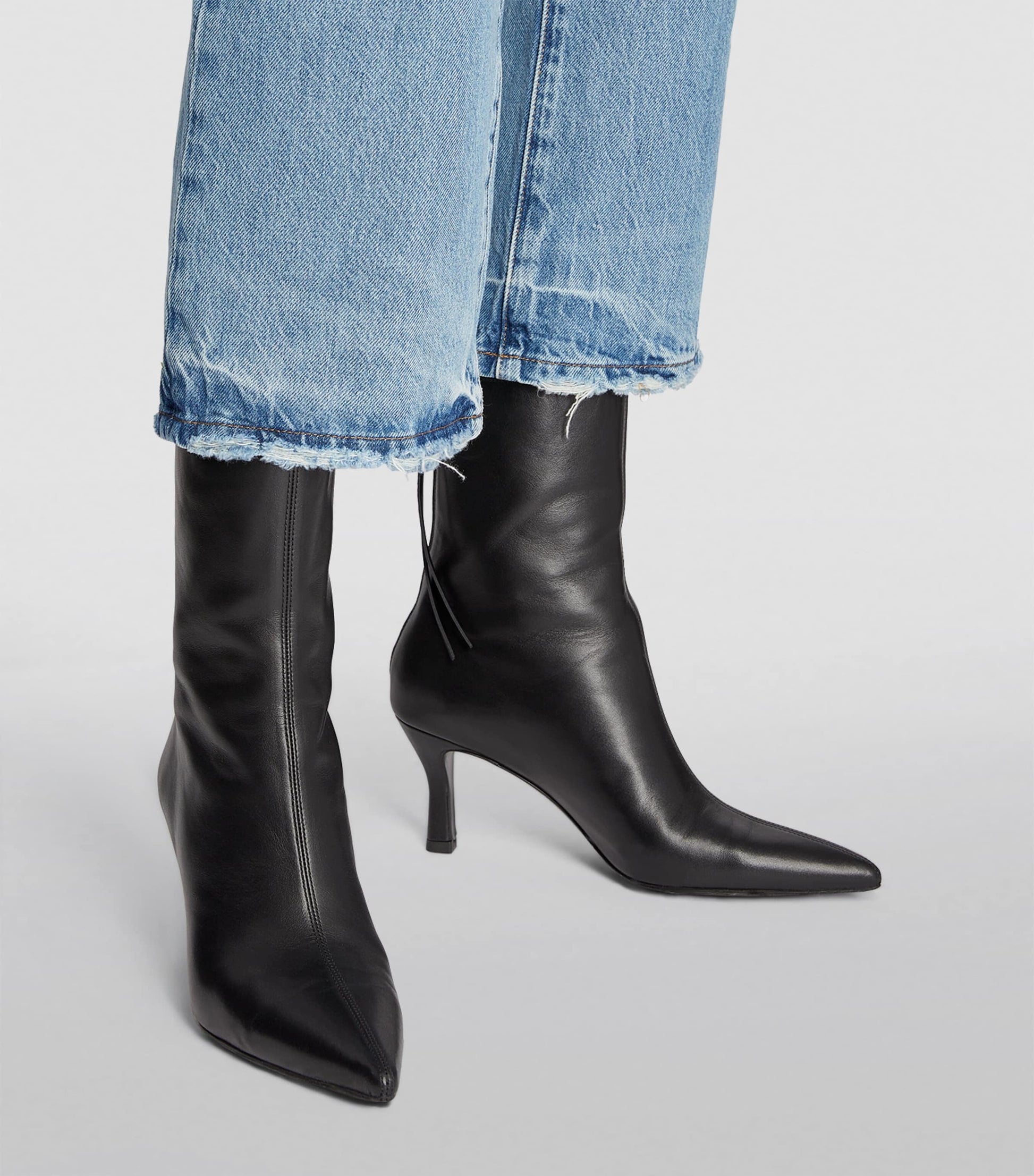 Black Leather Ankle Boots 75