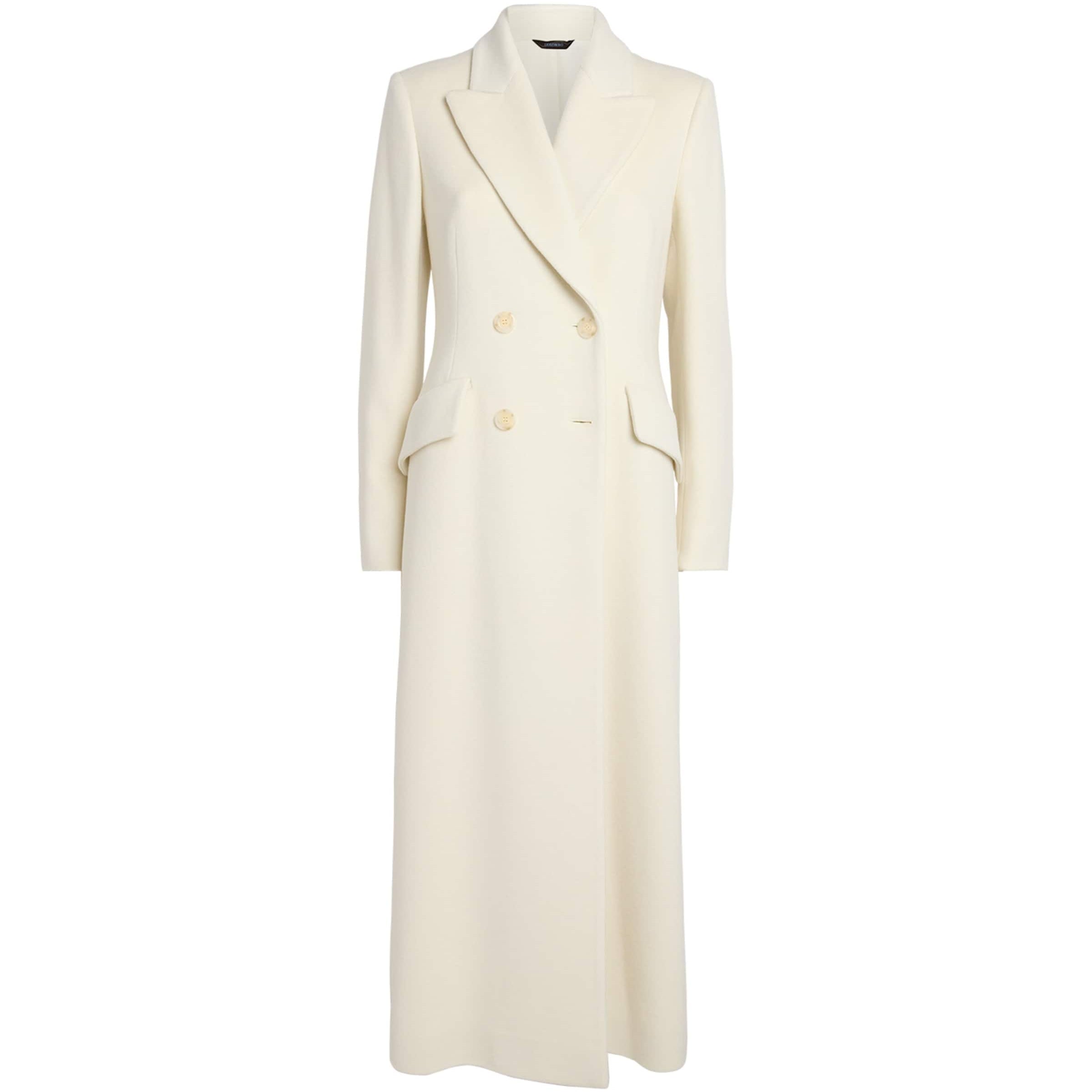 White Kid Cashmere Double-Breasted Coat
