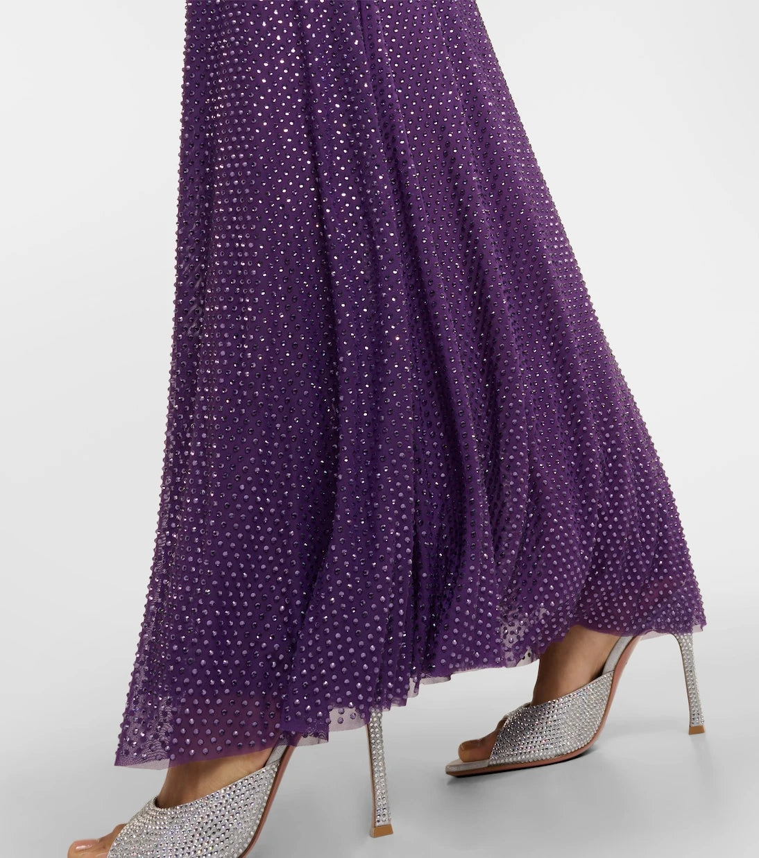 Self-Portrait - Embellished mesh maxi dress
