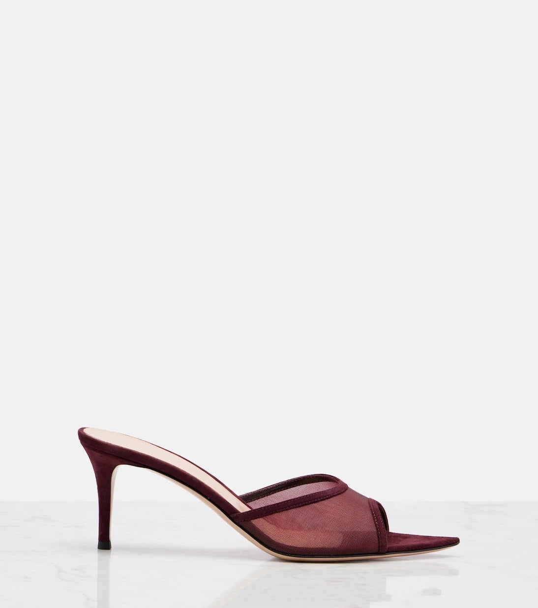 Gianvito Rossi - Pointy 70 suede and organza mules