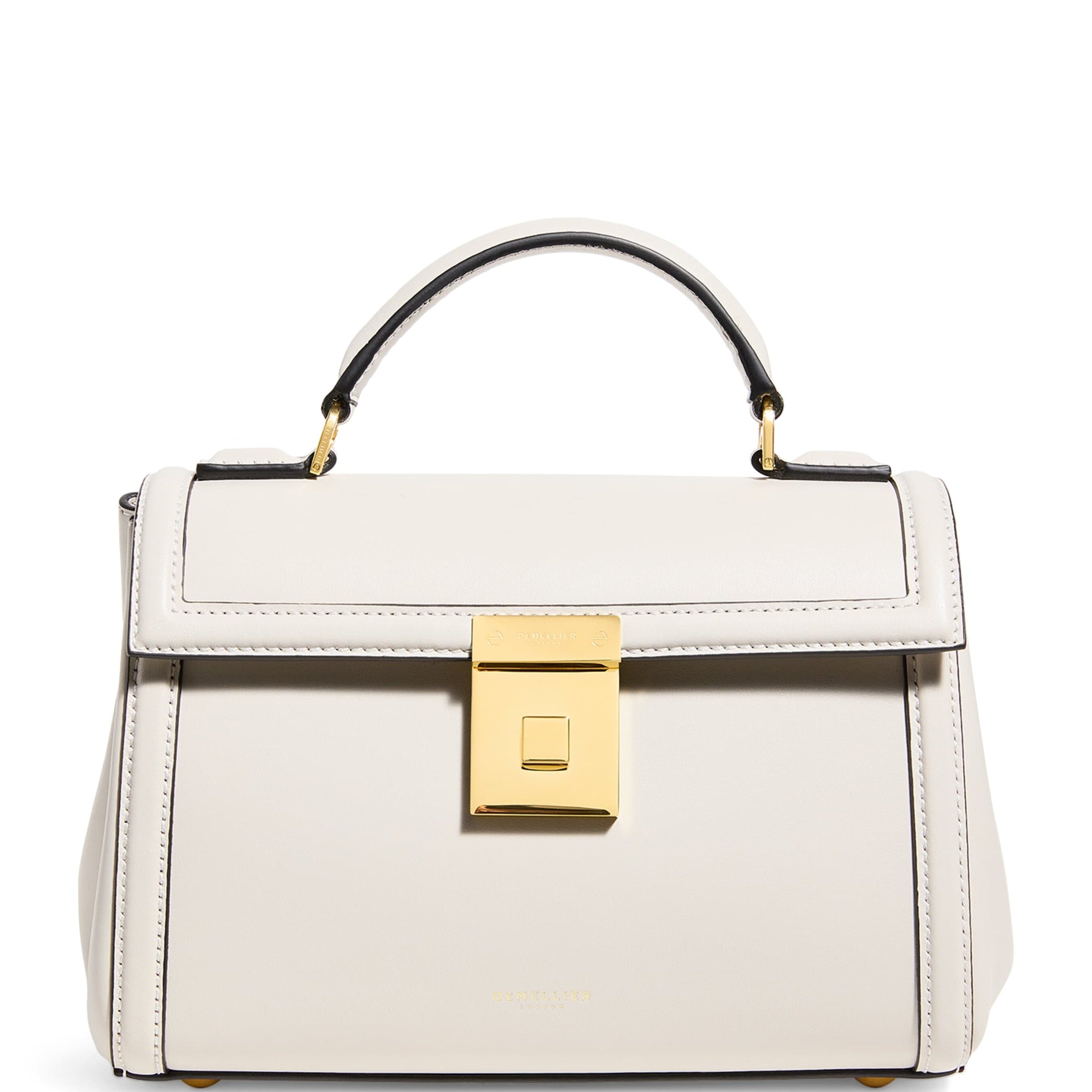 Demellier Ivory Leather Paris Top-Handle Bag