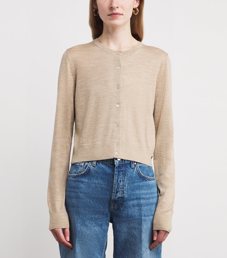 Beige Wool-Cashmere Moni Cropped Cardigan