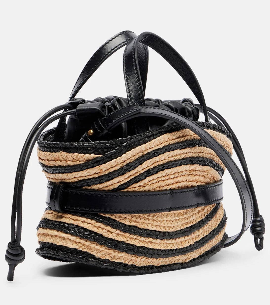 Balmain - Raffia-effect striped top-handle bag