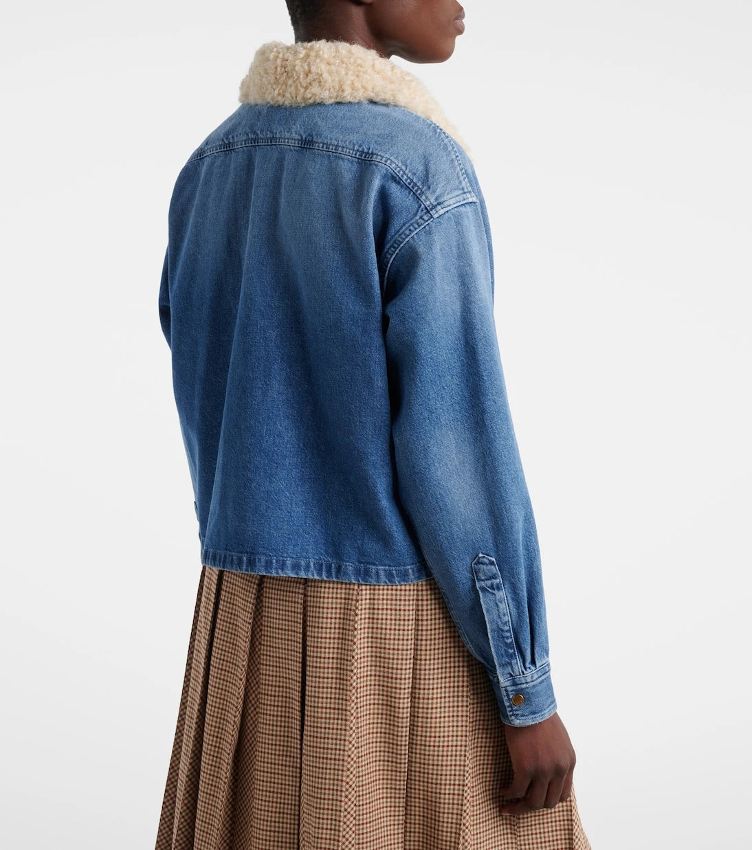 Moncler - Teddy-trimmed denim shirt