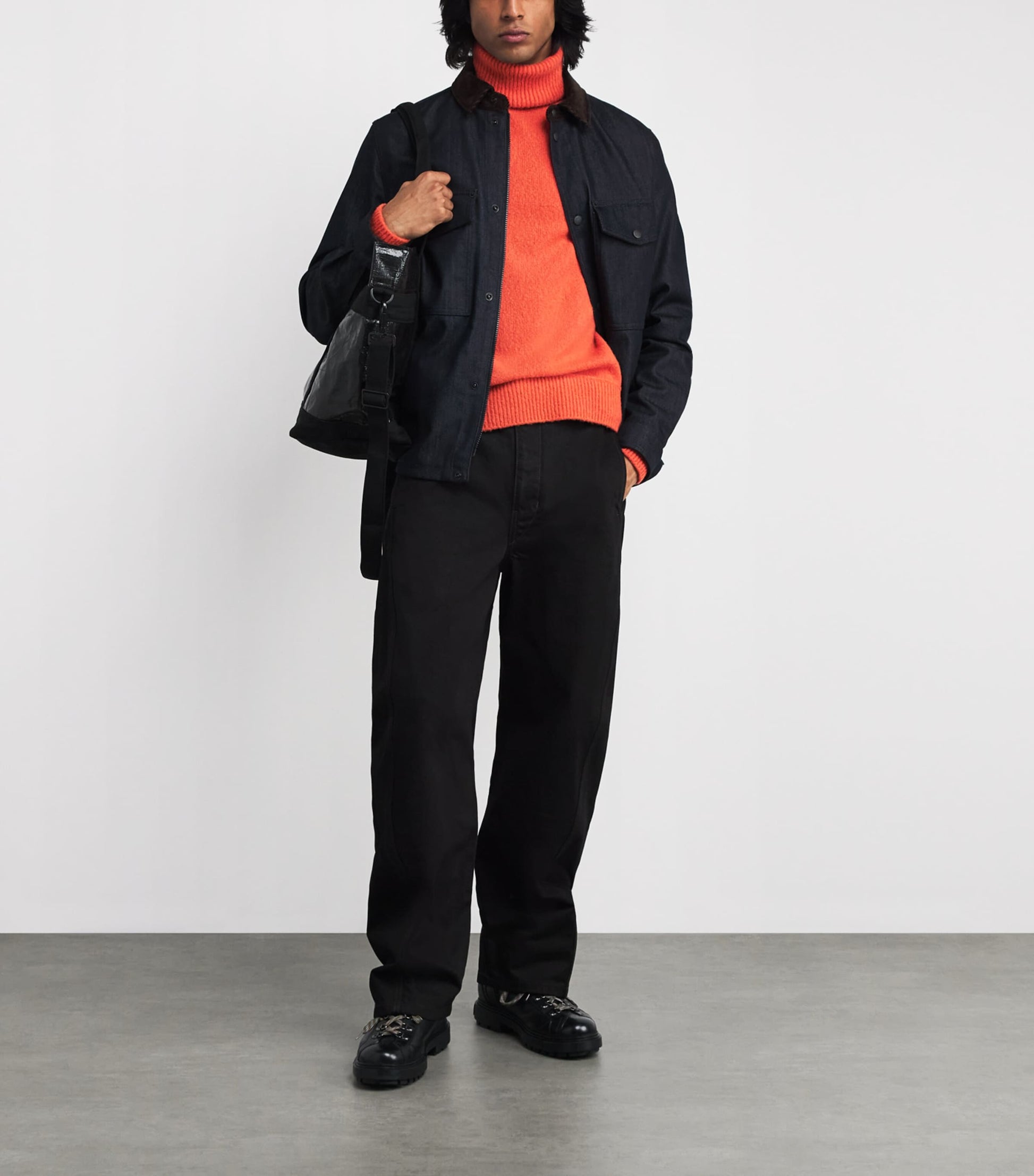 Orange Wool-Blend Rollneck Sweater