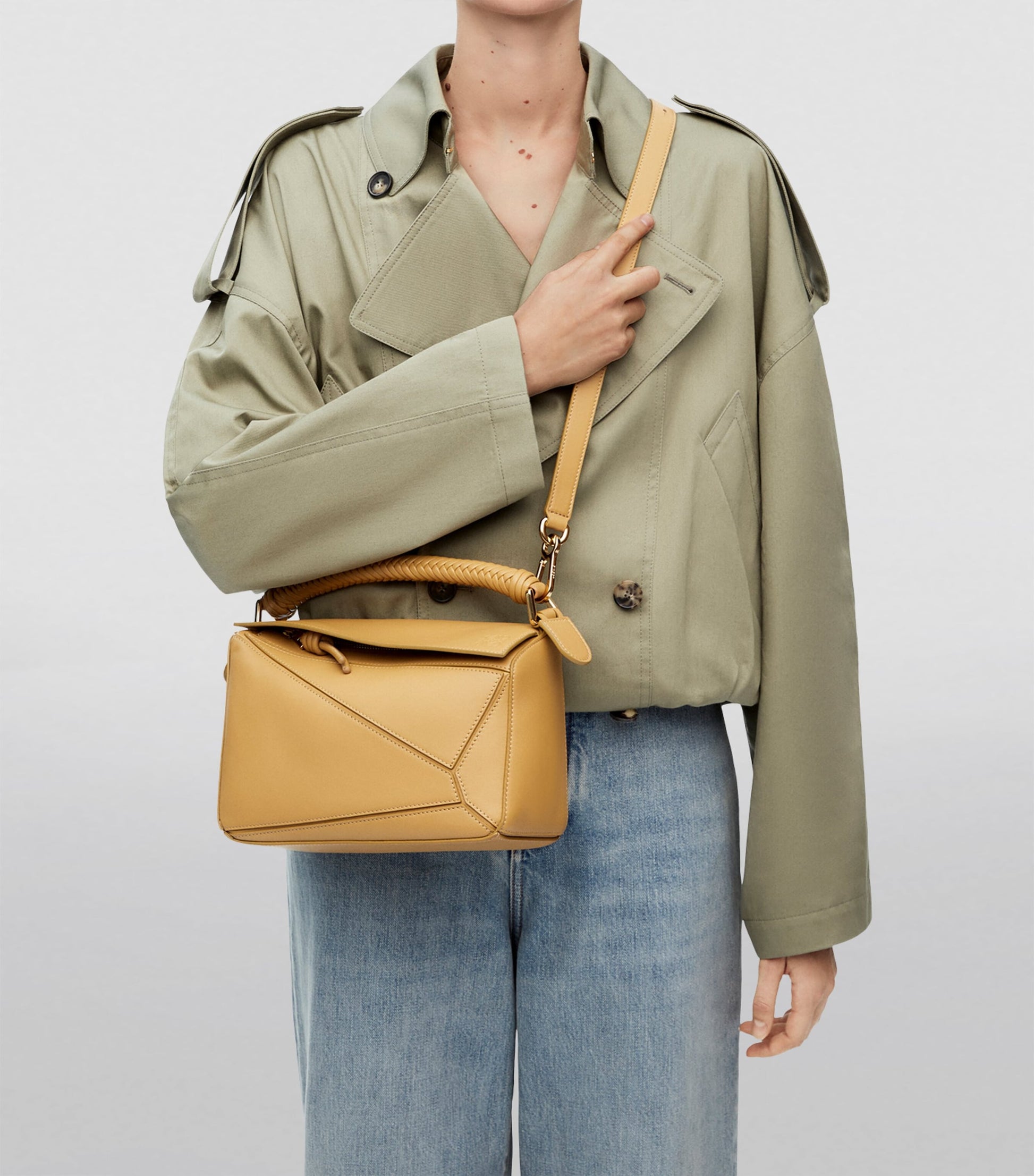 LOEWE Beige Small Leather Puzzle Top-Handle Bag