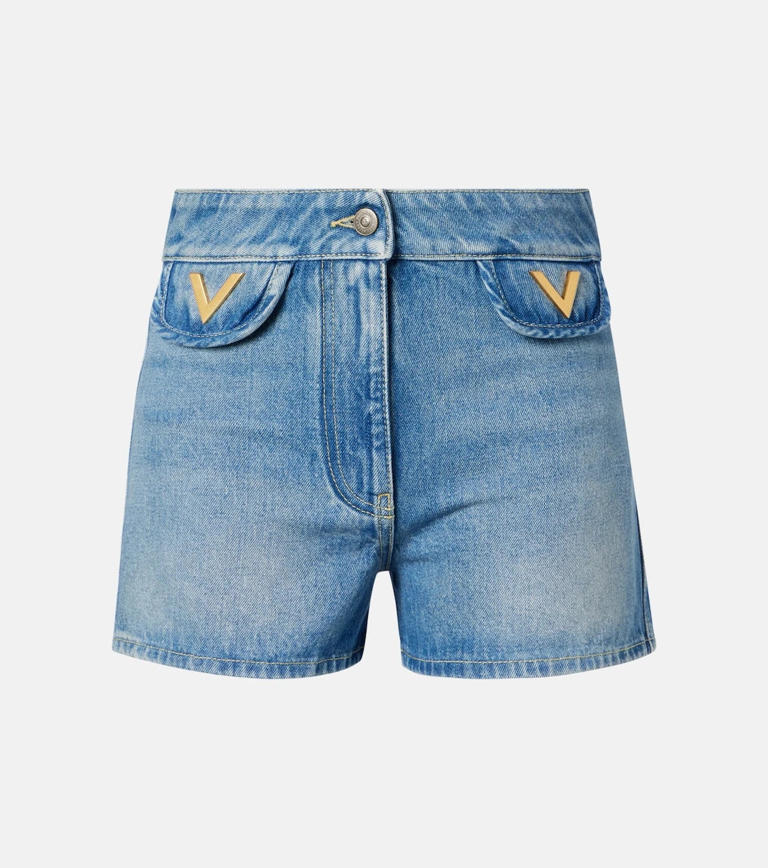 Valentino - VGold mid-rise denim shorts
