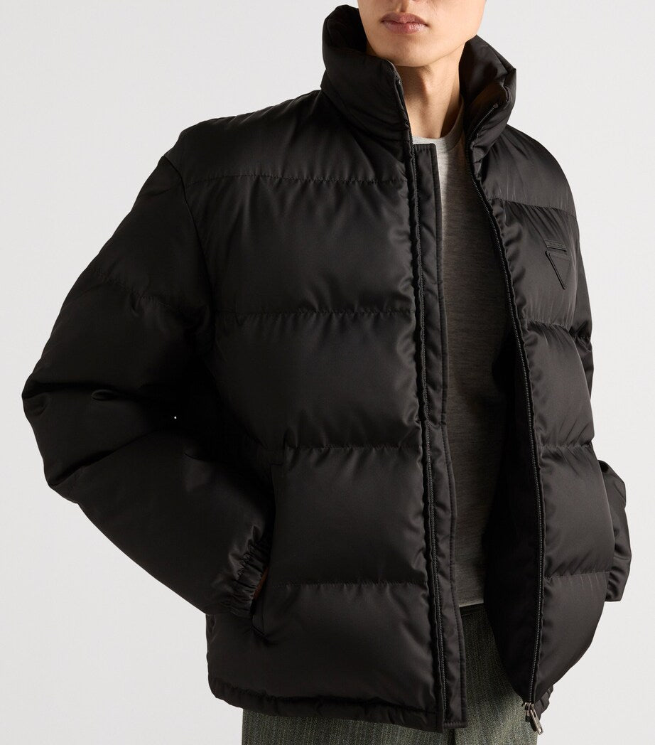Prada Black Re-Nylon Logo Puffer Jacket