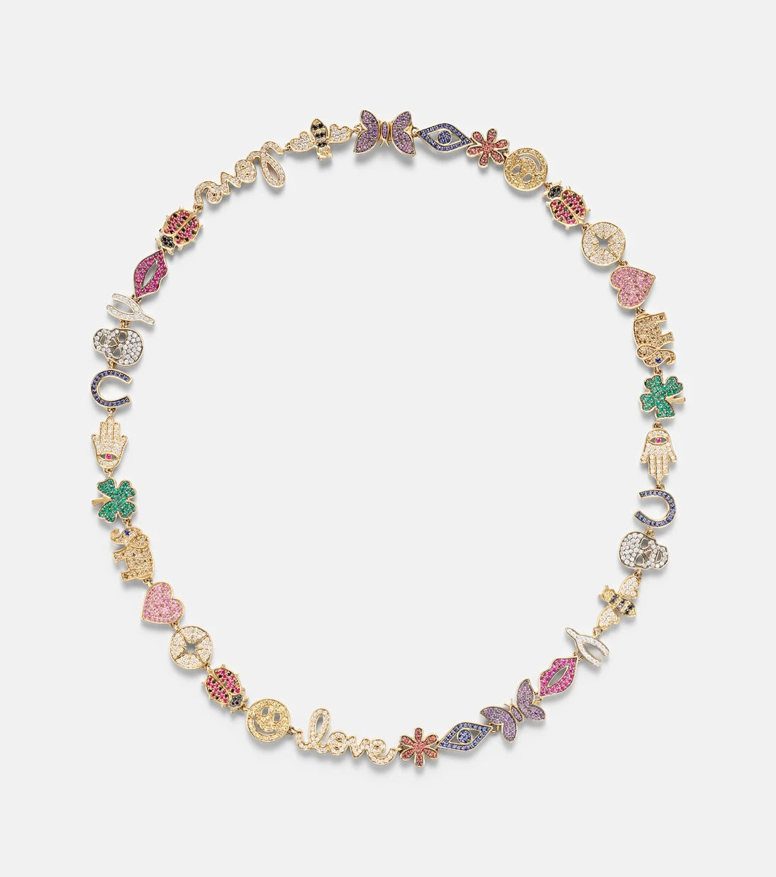 Sydney Evan - 14kt gold charm necklace with diamonds