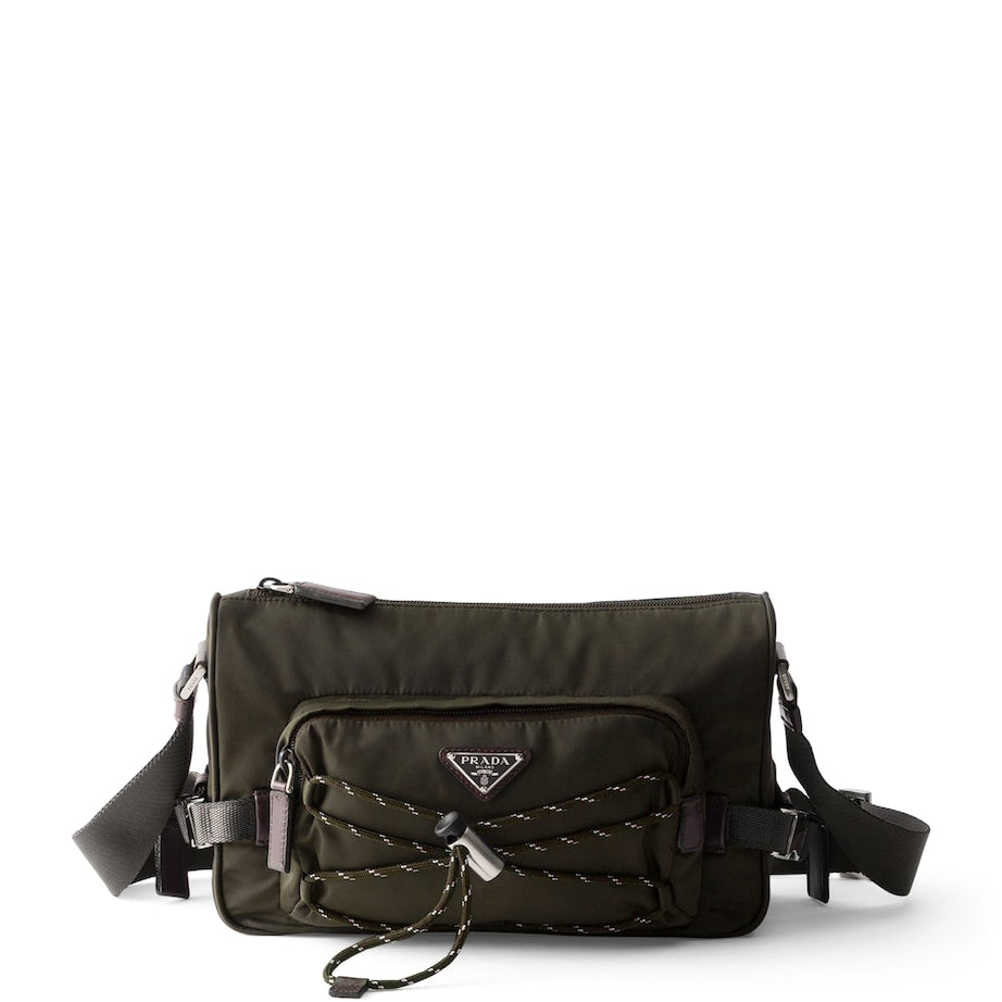 Re-Nylon and Leather Shoulder Bag