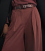 Max Mara Red Wool Jersey Palazzo Trousers