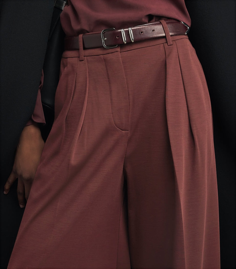 Max Mara Red Wool Jersey Palazzo Trousers