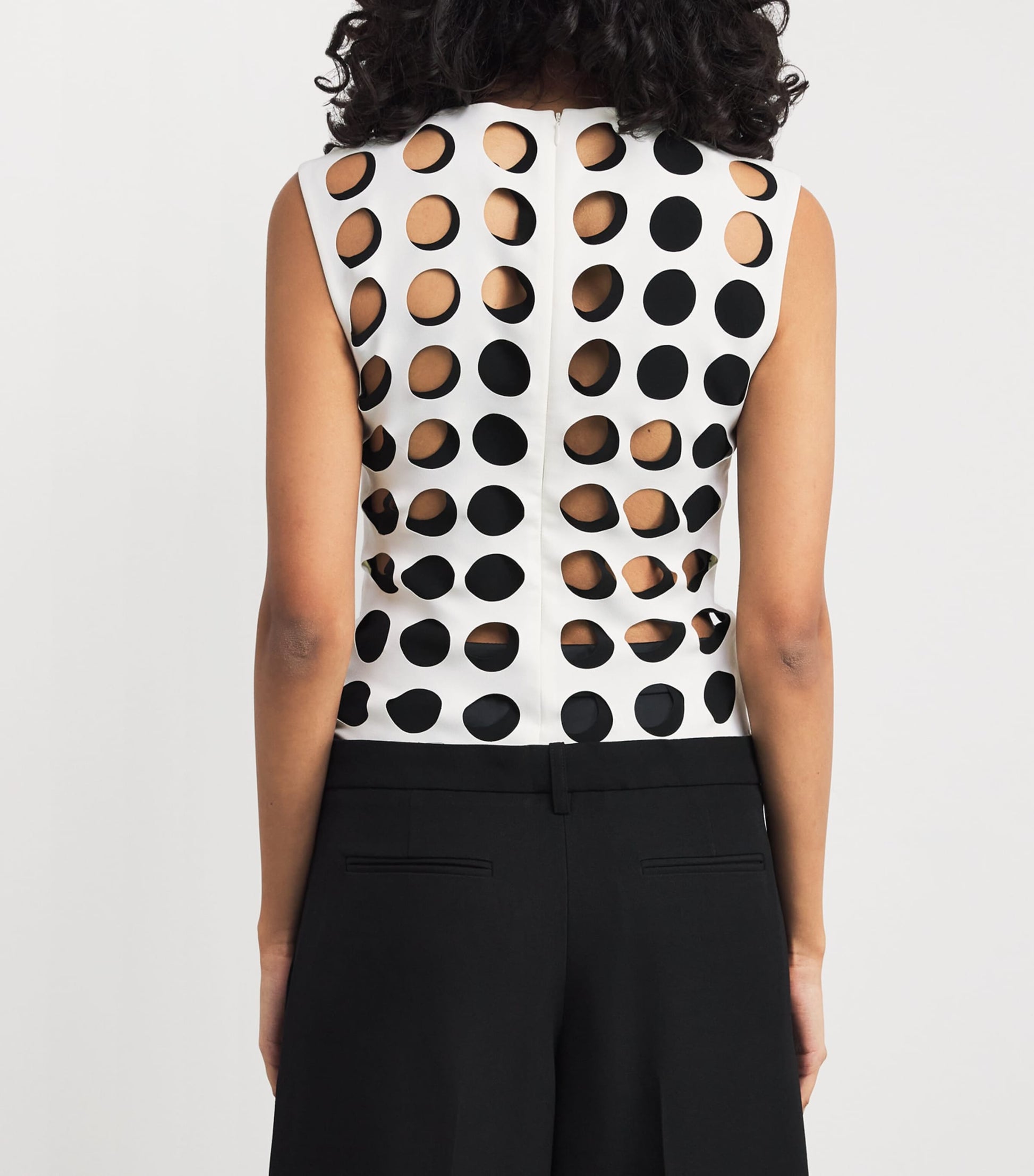 A.W.A.K.E. Mode White Layered Holes Sleeveless Top