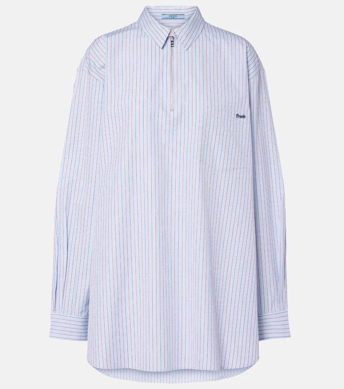 Prada - Chevron striped oversized cotton shirt