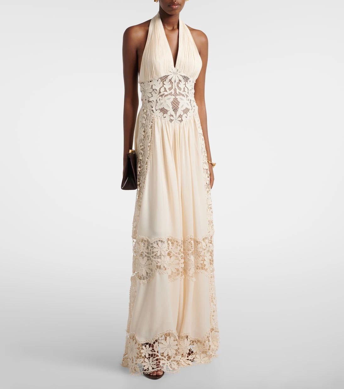 Elie Saab - Georgette and macramé gown