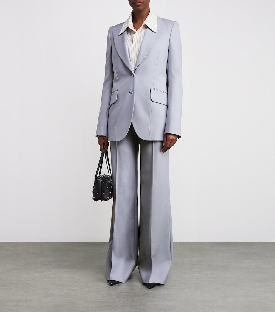 Blue Wool Single-Breasted Blazer