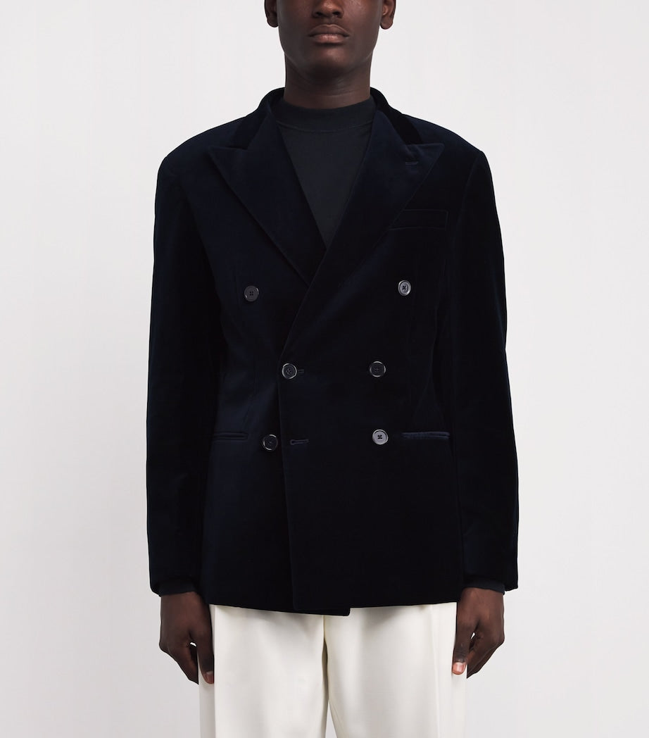 Velvet Double Breasted Blazer NAVY