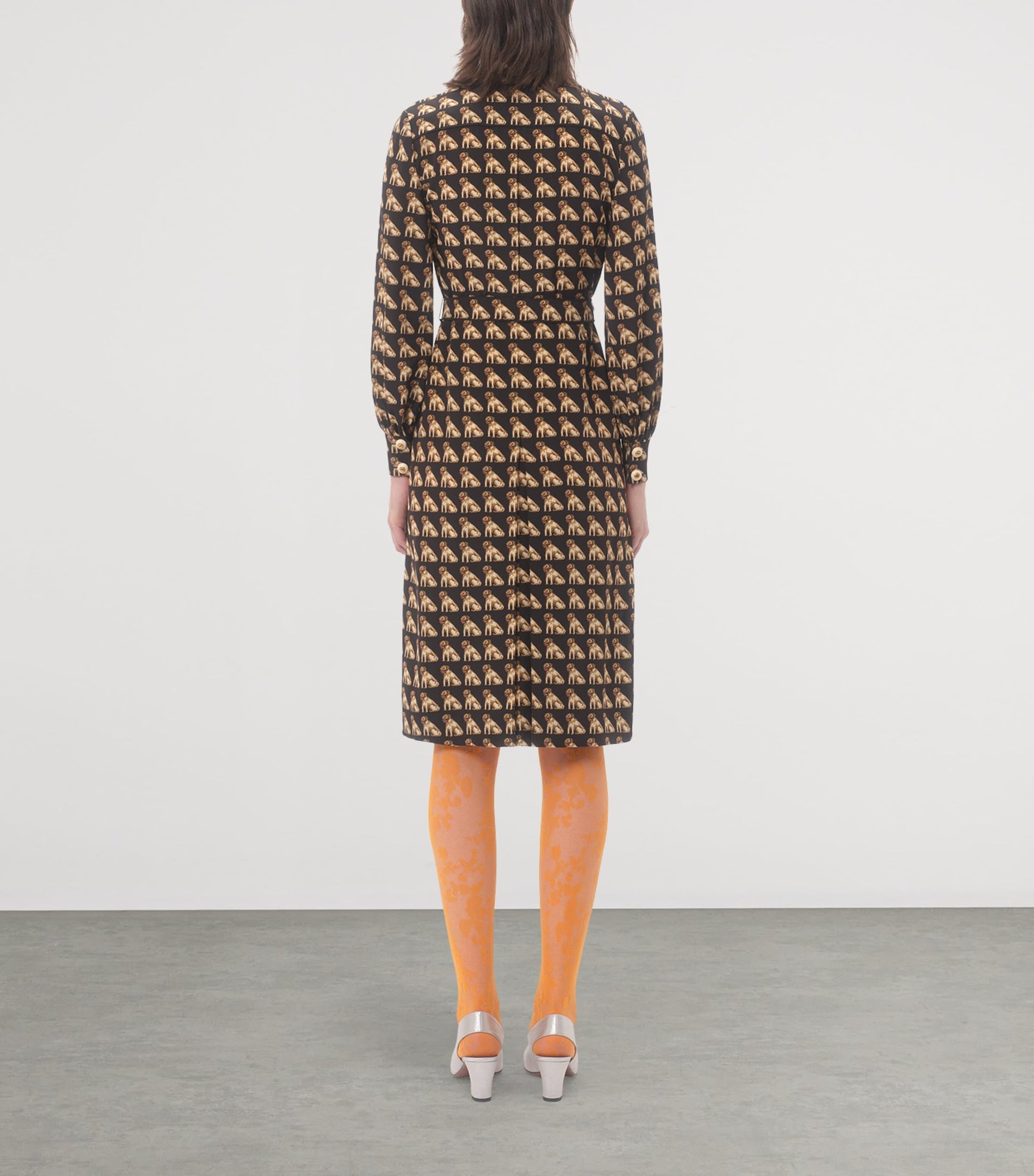 Valentino Multi Silk Dog Print Midi Dress