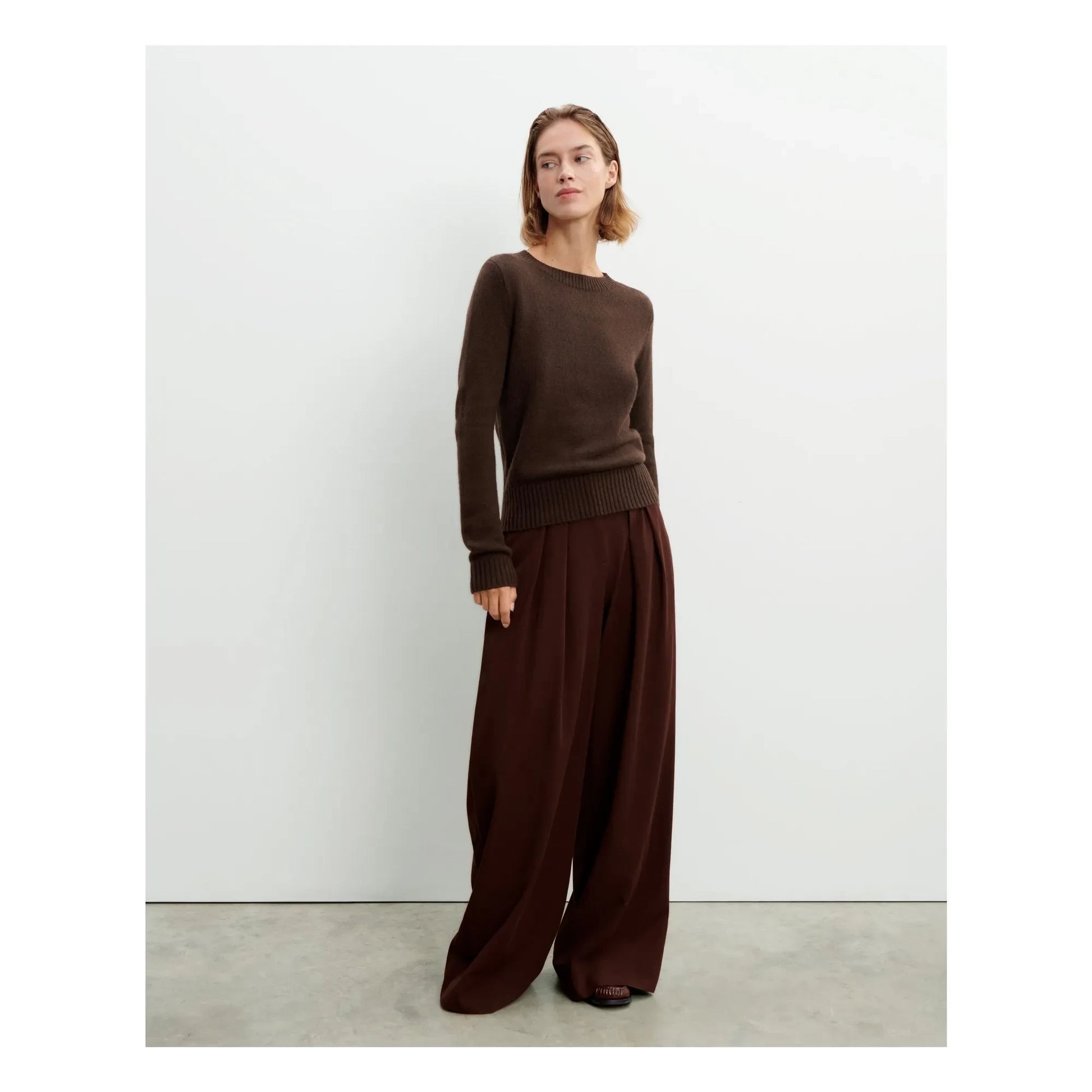 Bompard - Round Neck Sweater 4 Threads Cashmere | Chocolate