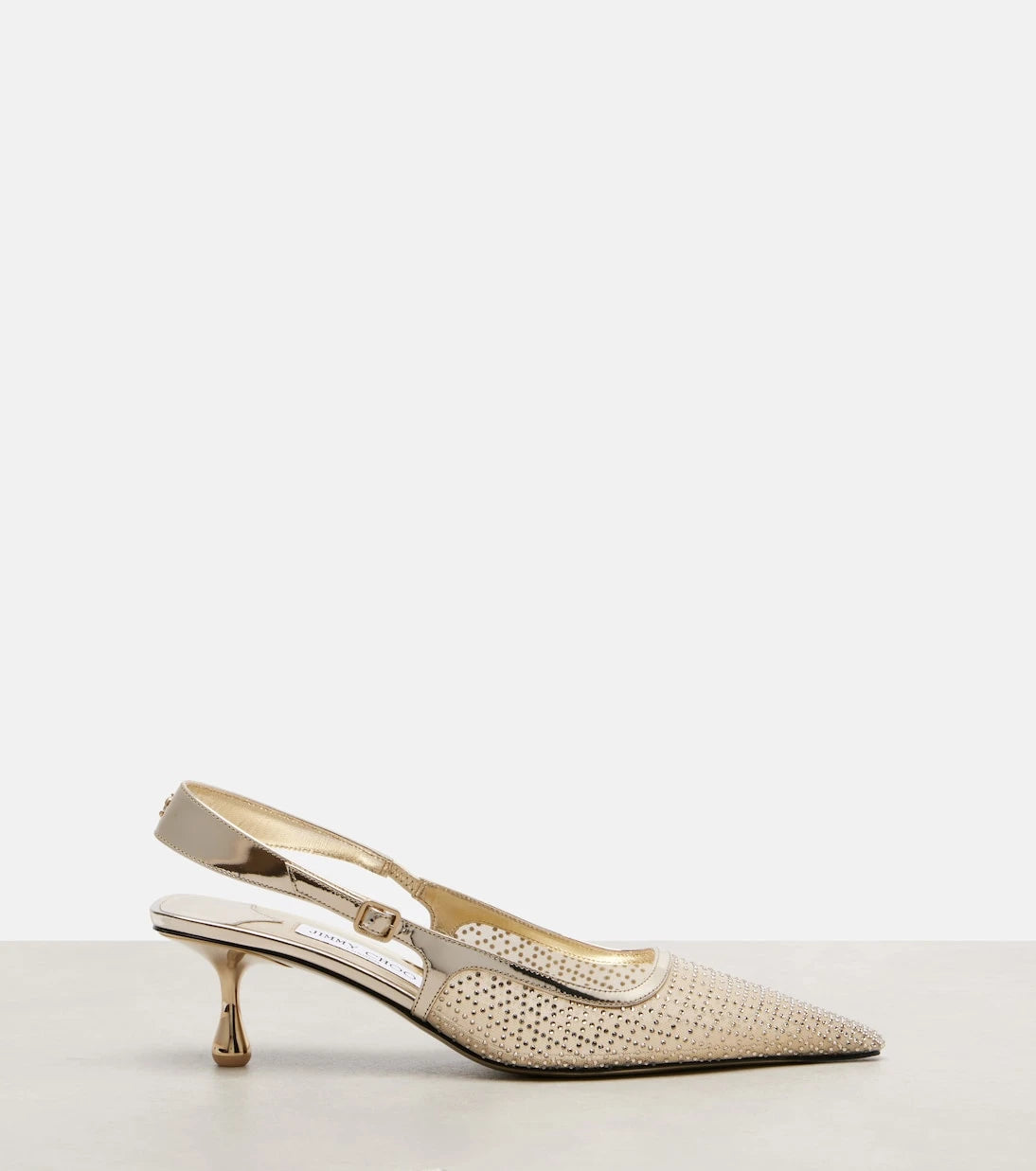 Jimmy Choo - حذاء أمل 50 بكعب عالٍ مزخرف وشريط خلفي شبكي