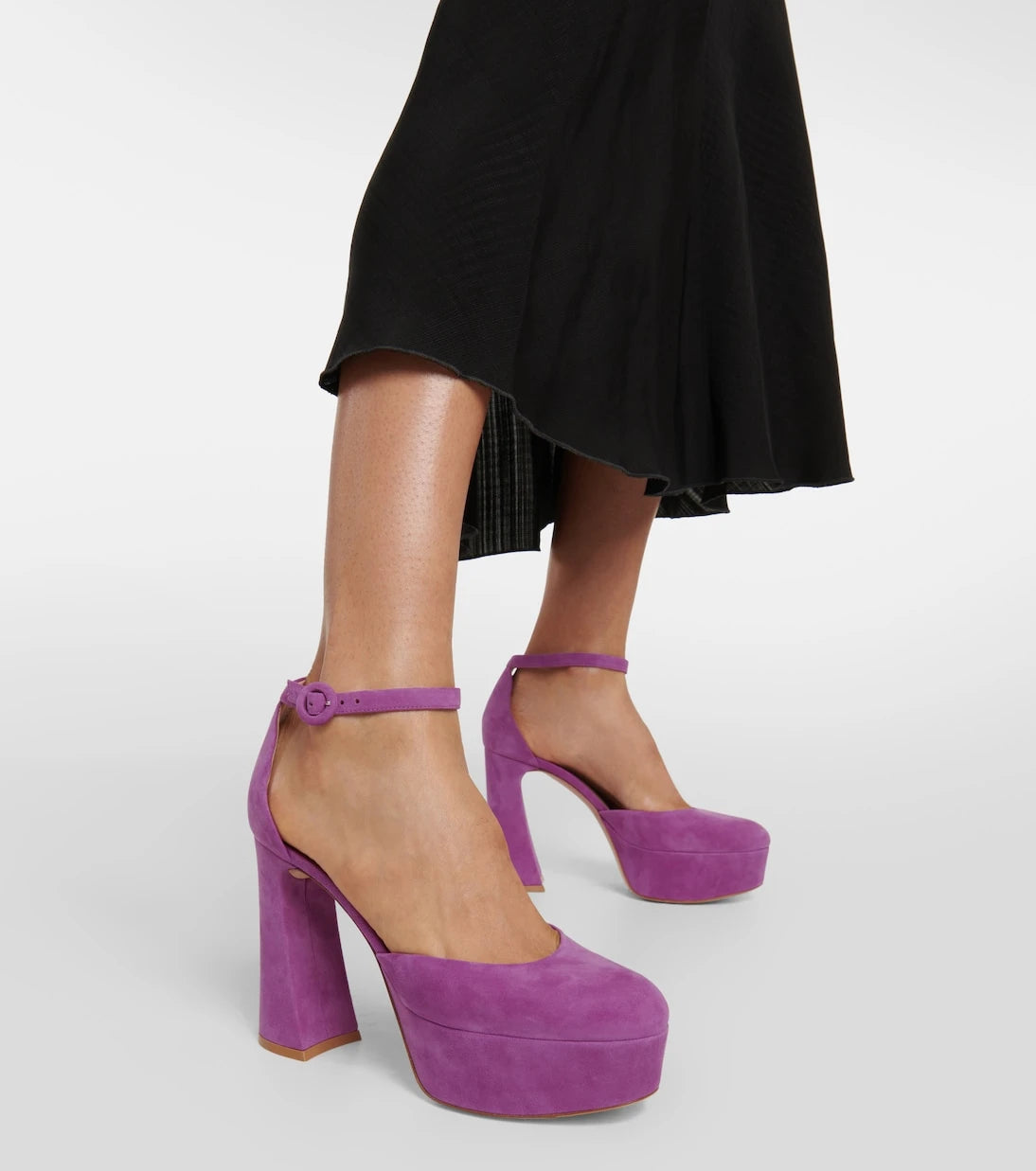 Gianvito Rossi - Vernice platform suede pumps