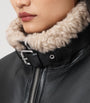 AllSaints Shearling Sola Leather Jacket BLACK/NATURAL