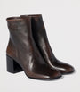 Miu Miu Brown Fumé Leather Ankle Boots 65