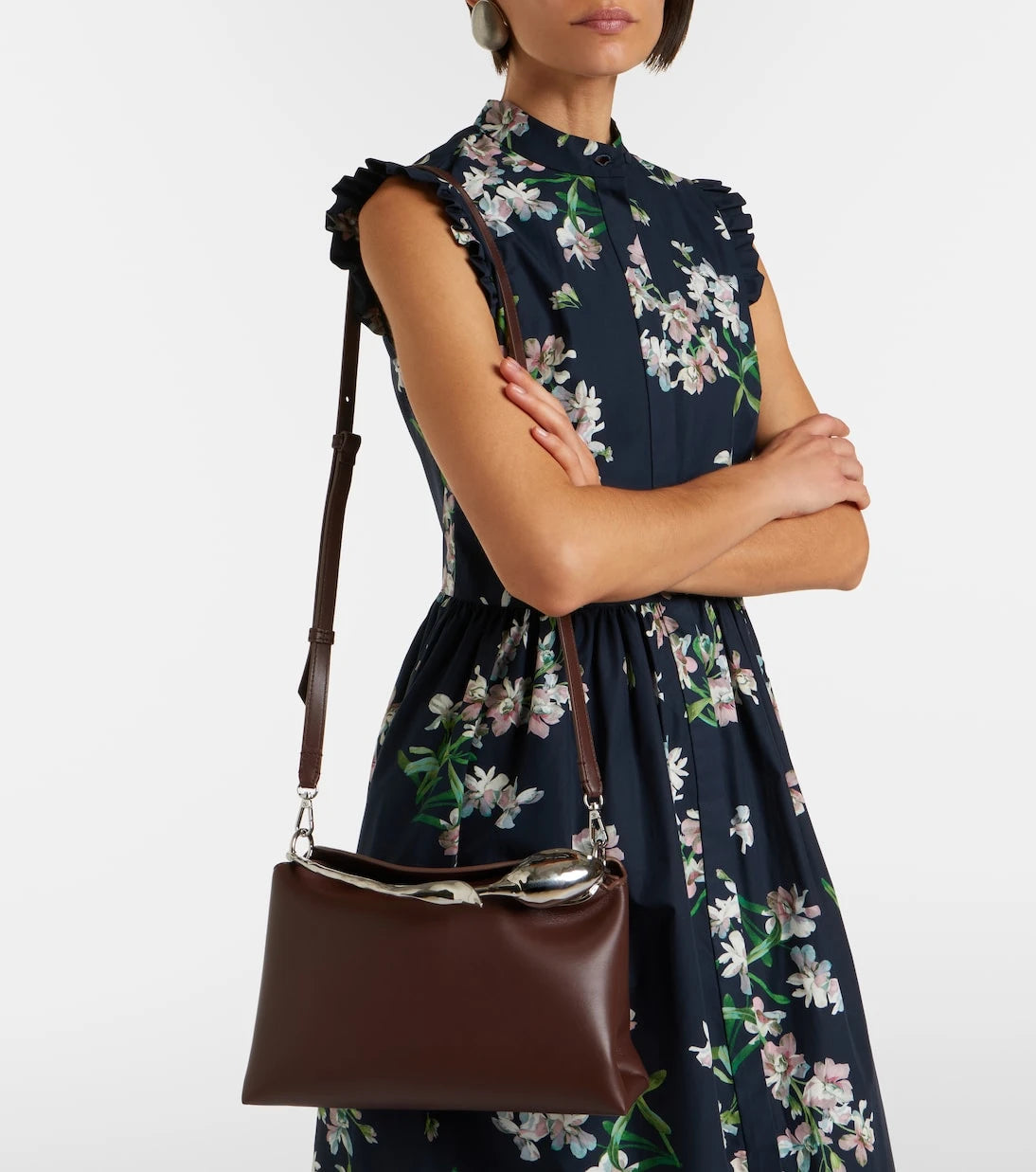 Erdem - Bloom Midi leather top-handle bag