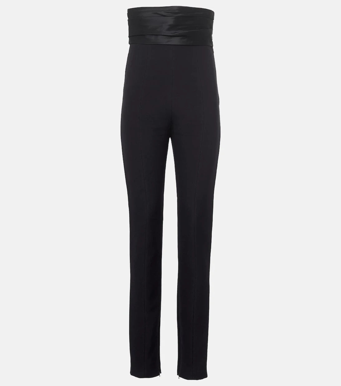 Khaite - Lenro satin-trimmed high-rise slim pants