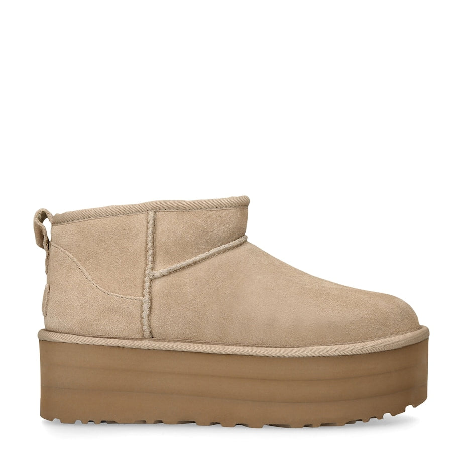 UGG Beige Classic Ultra Mini Platform Boots 50