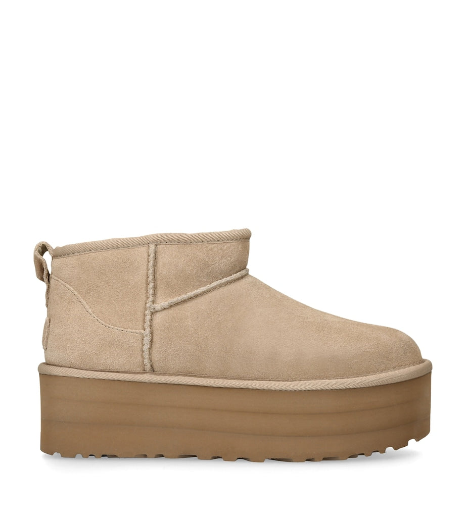 UGG Beige Classic Ultra Mini Platform Boots 50