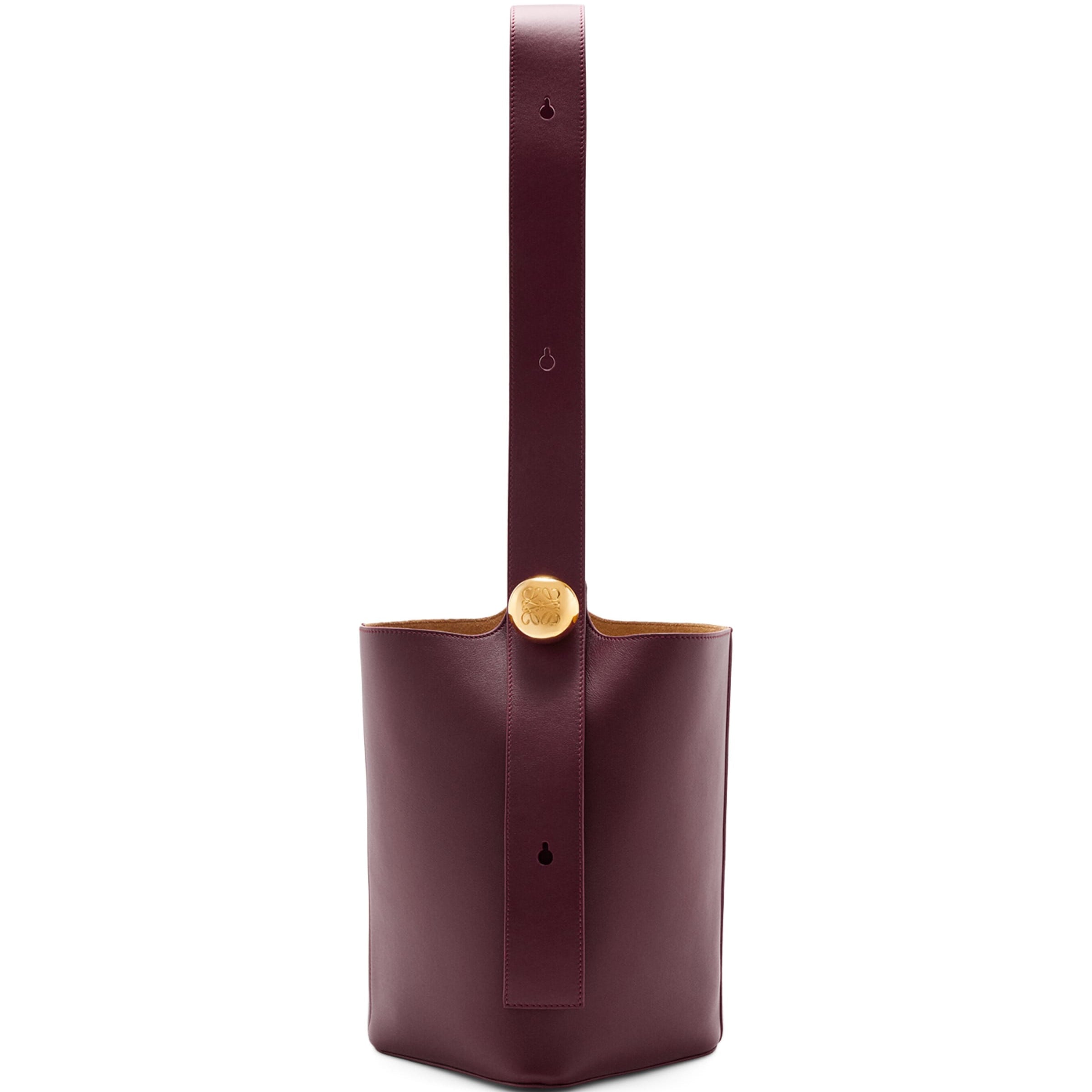 LOEWE Burgundy Medium Leather Pebble Bucket Bag