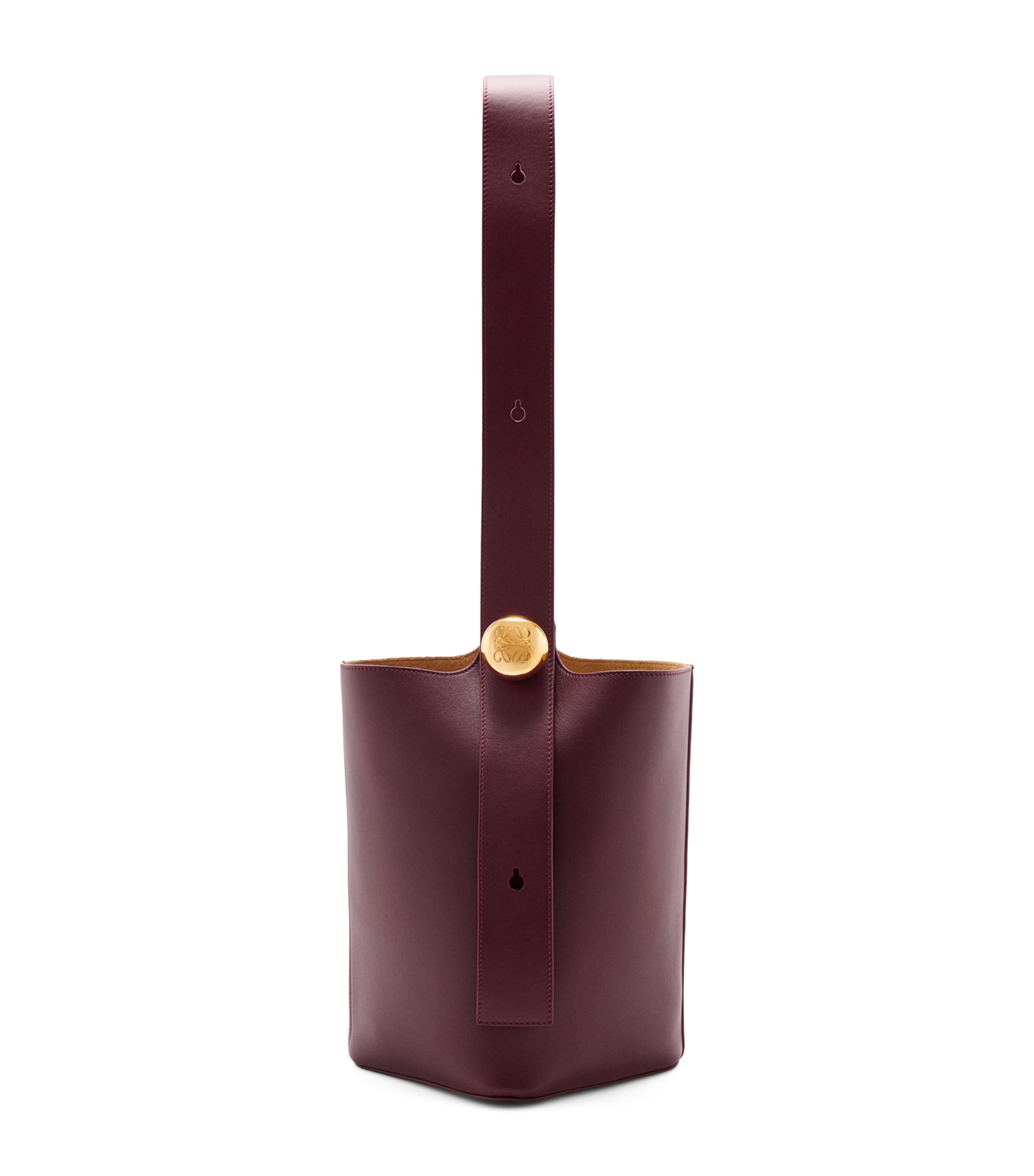 LOEWE Burgundy Medium Leather Pebble Bucket Bag