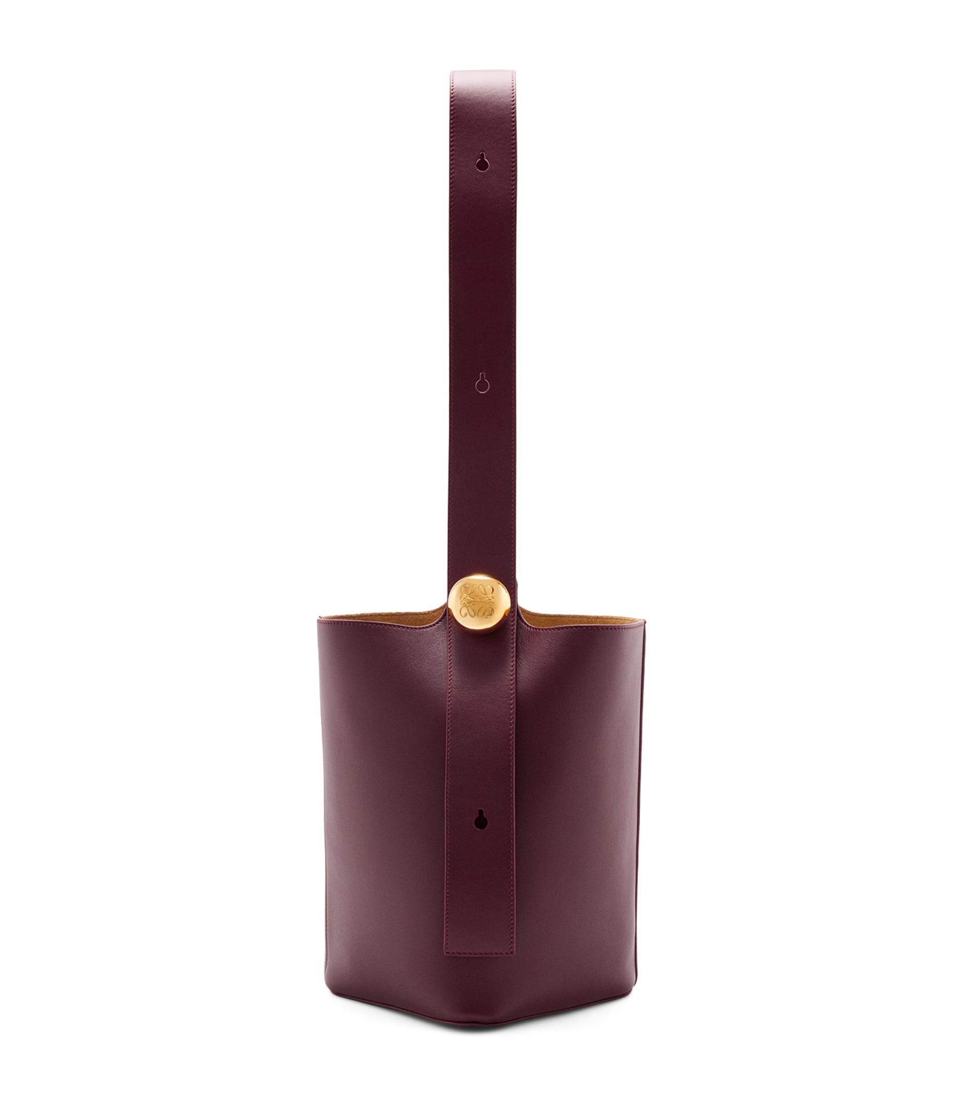 LOEWE Burgundy Medium Leather Pebble Bucket Bag